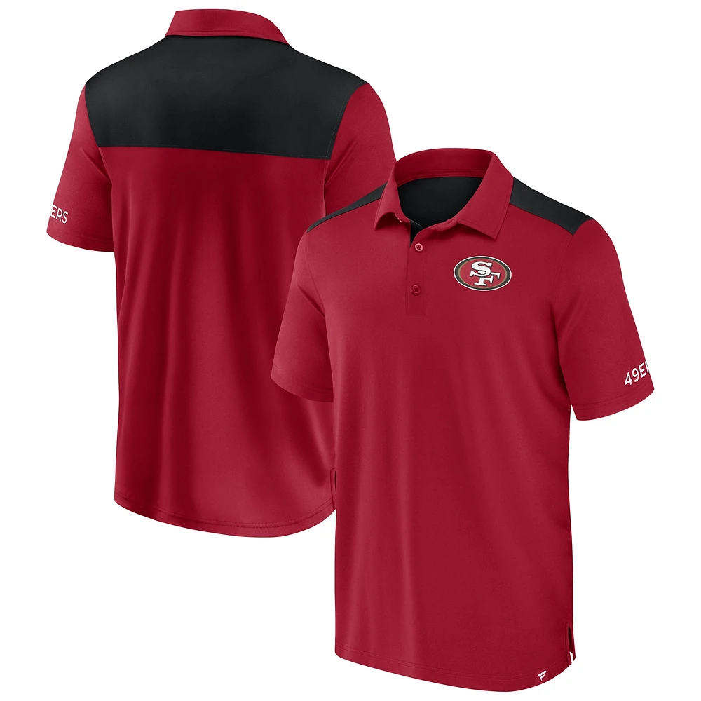 Polo colorblock écarlate/noir pour homme Fanatics des 49ers de San Francisco