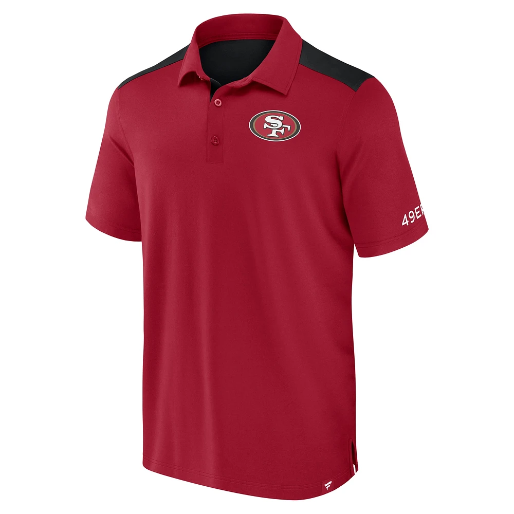 Polo colorblock écarlate/noir pour homme Fanatics des 49ers de San Francisco