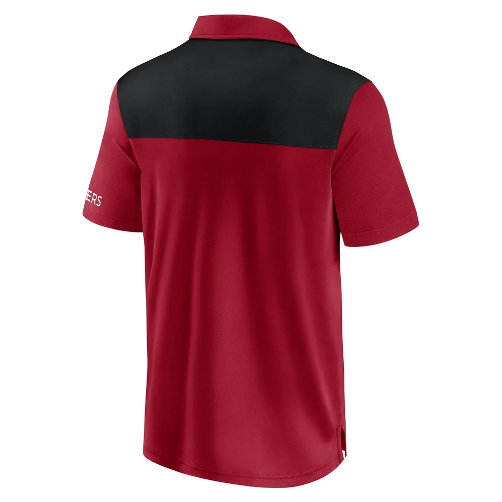 Polo colorblock écarlate/noir pour homme Fanatics des 49ers de San Francisco