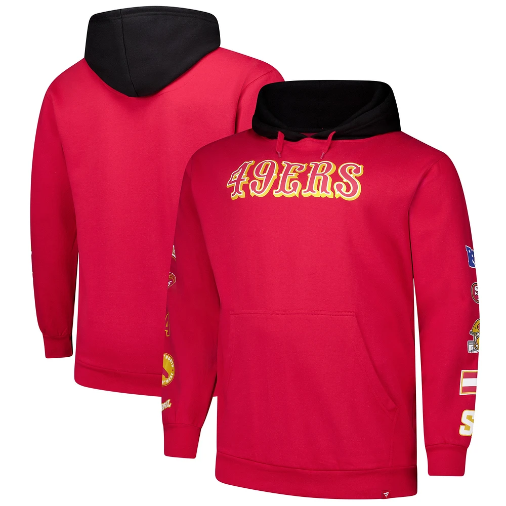 Sweat à capuche Fanatics Scarlet San Francisco 49ers Big & Tall Patched Out pour hommes