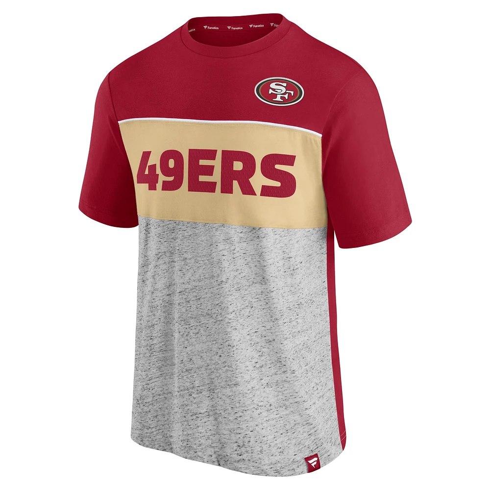 Men's Fanatics Scarlet San Francisco 49ers Colorblock T-Shirt