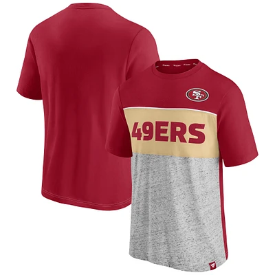 T-shirt colorblock fanatiques écarlates pour hommes des 49ers de San Francisco