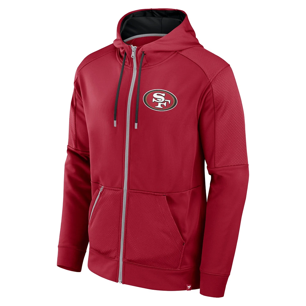 Men's Fanatics Scarlet San Francisco 49ers Defender Full-Zip Hoodie