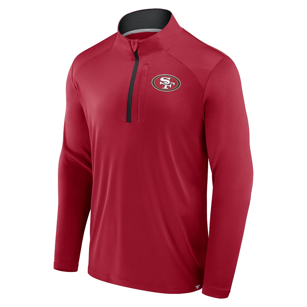 Veste à manches longues et fermeture éclair quart de tour Fanatics Scarlet San Francisco 49ers Defender pour homme