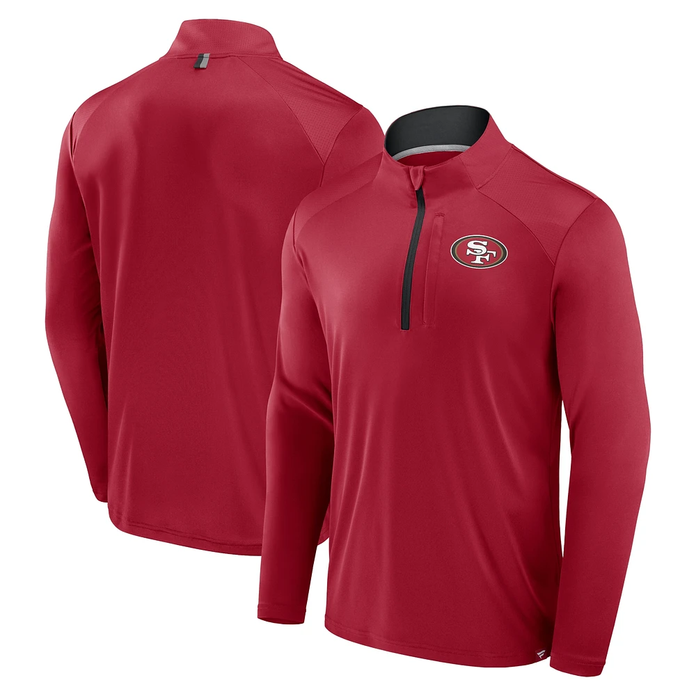 Veste à manches longues et fermeture éclair quart de tour Fanatics Scarlet San Francisco 49ers Defender pour homme