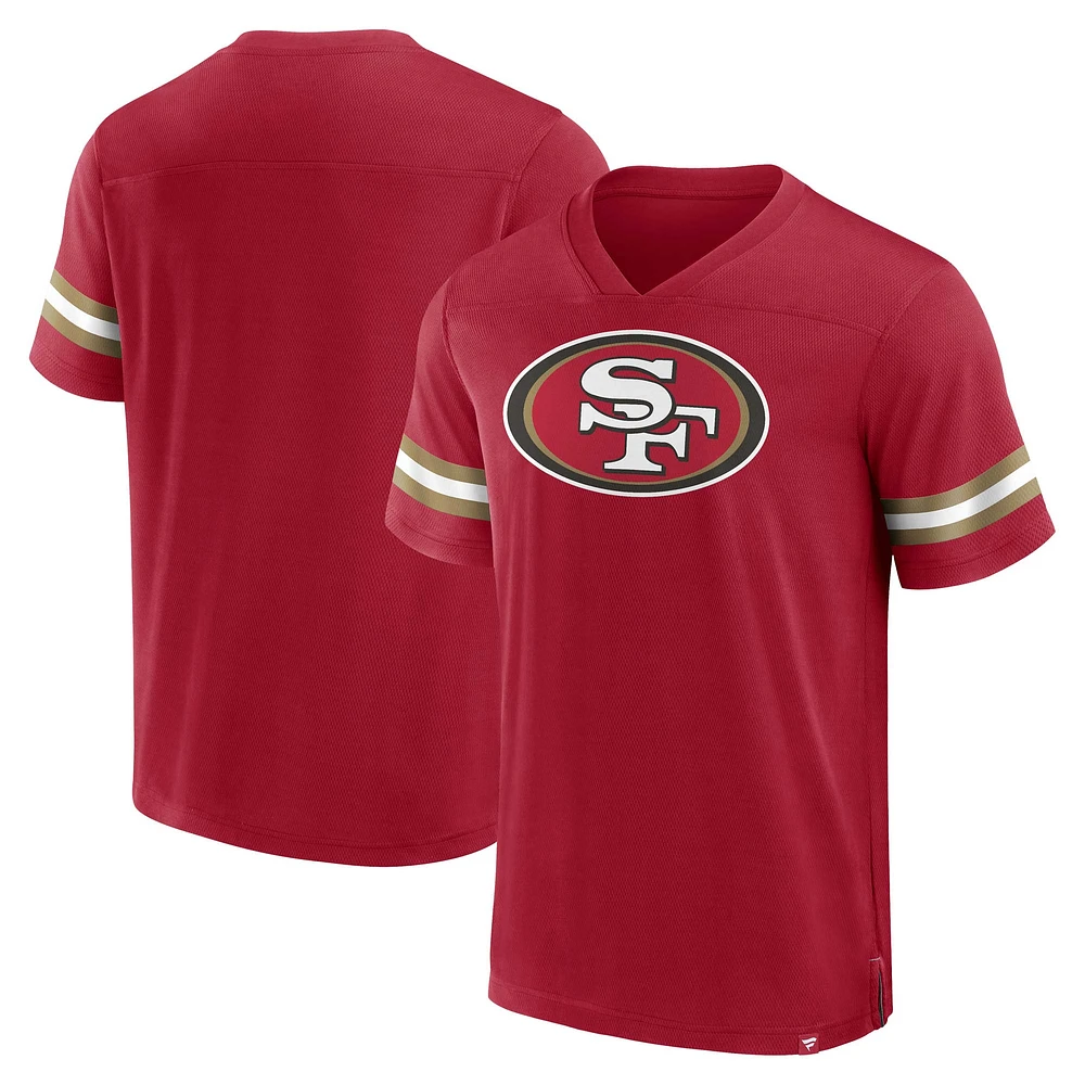 T-shirt à col en V Fanatics Scarlet San Francisco 49ers pour hommes