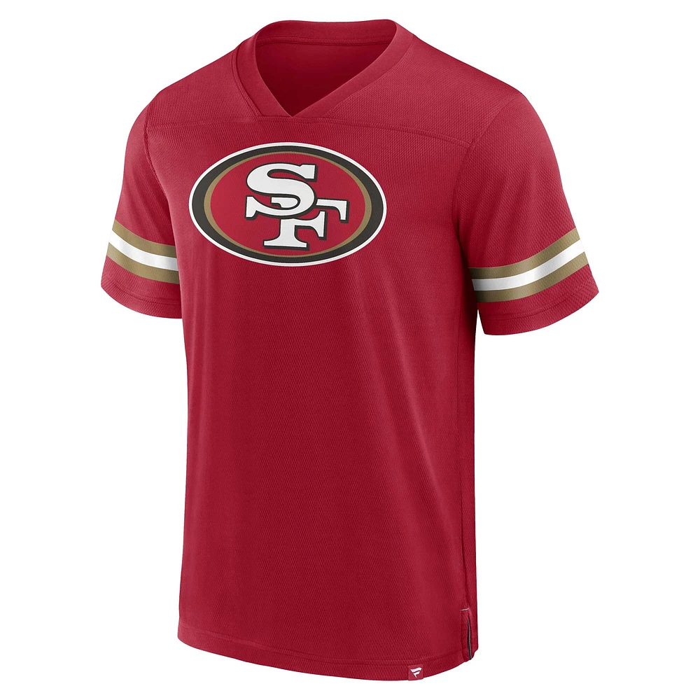 T-shirt à col en V Fanatics Scarlet San Francisco 49ers pour hommes