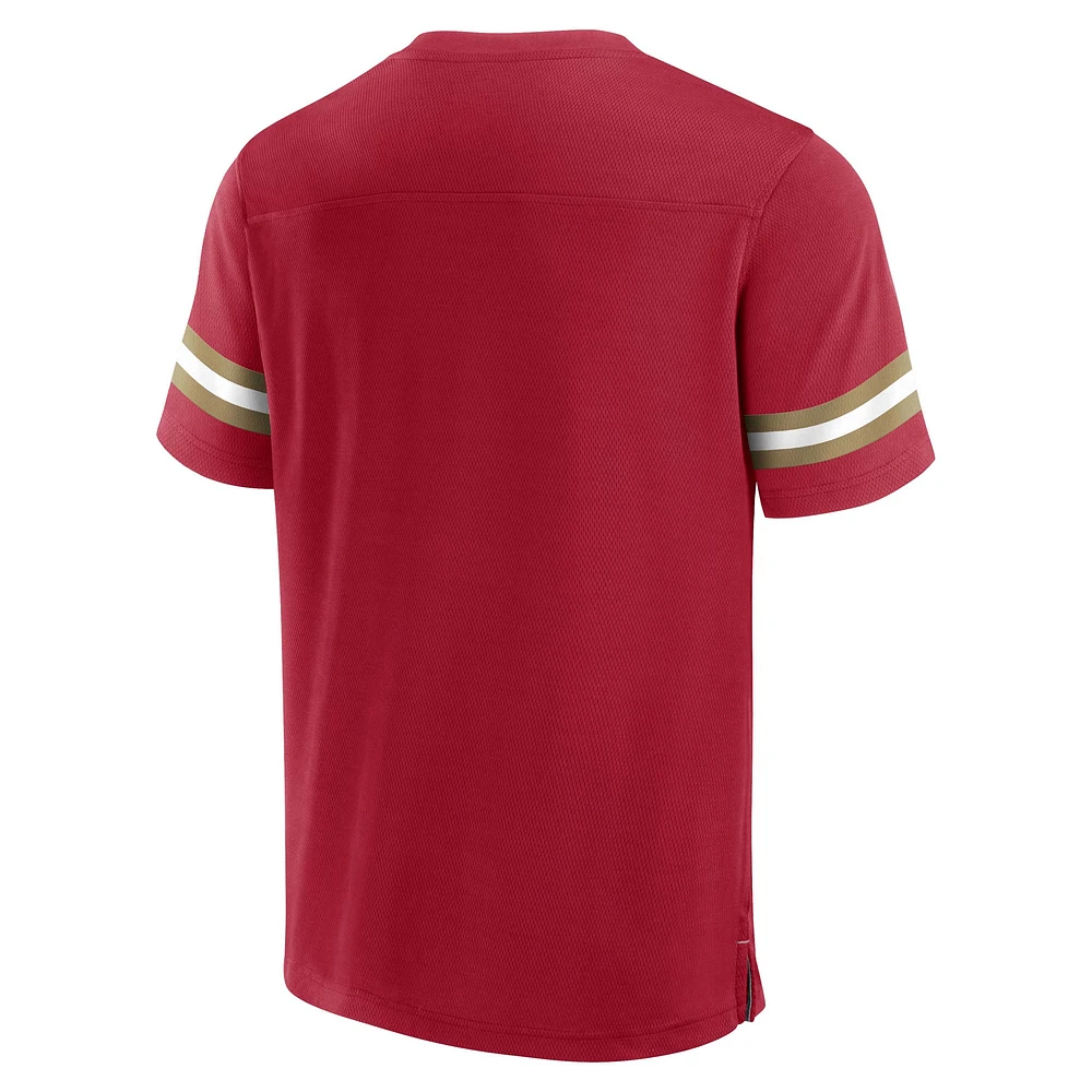 T-shirt à col en V Fanatics Scarlet San Francisco 49ers pour hommes