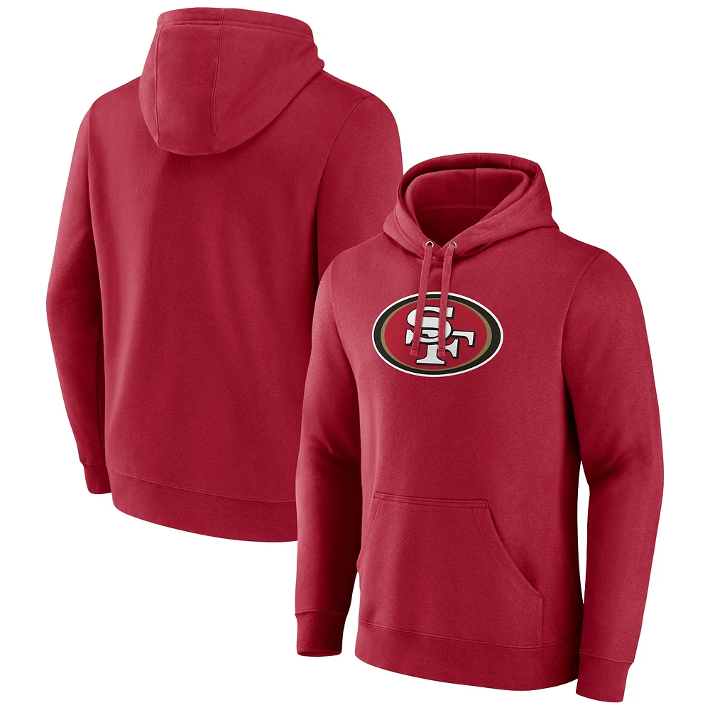 Sweat à capuche en polaire avec logo principal Fanatics Scarlet San Francisco 49ers pour hommes