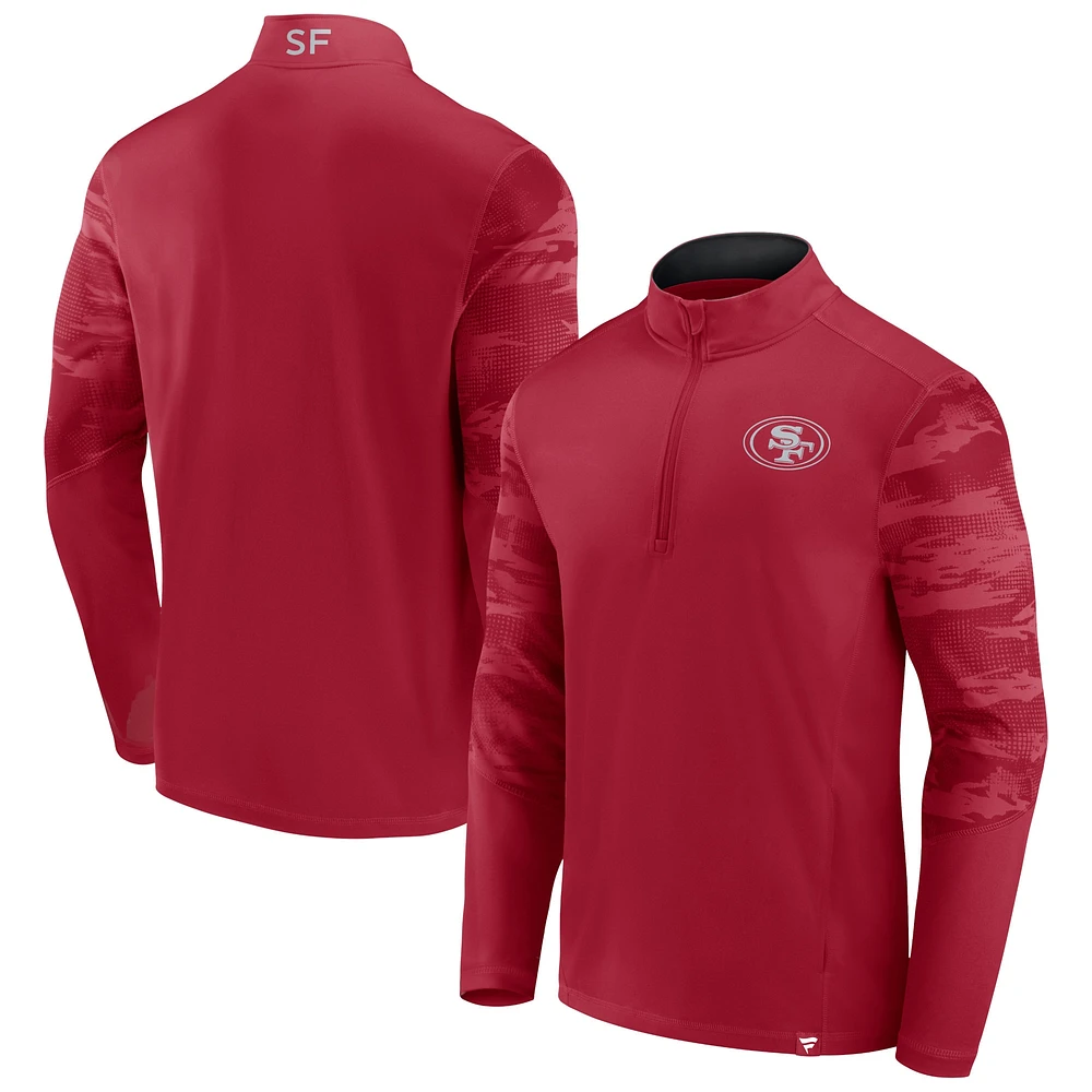 Veste à quart de zip Fanatics Scarlet San Francisco 49ers Ringer pour hommes