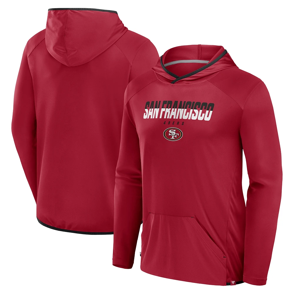 Men's Fanatics Scarlet San Francisco 49ers Transitional Defender Hoodie Long Sleeve T-Shirt