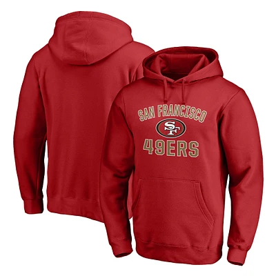 Men's Fanatics Scarlet San Francisco 49ers Victory Arch Team Fitted Pullover Hoodie
