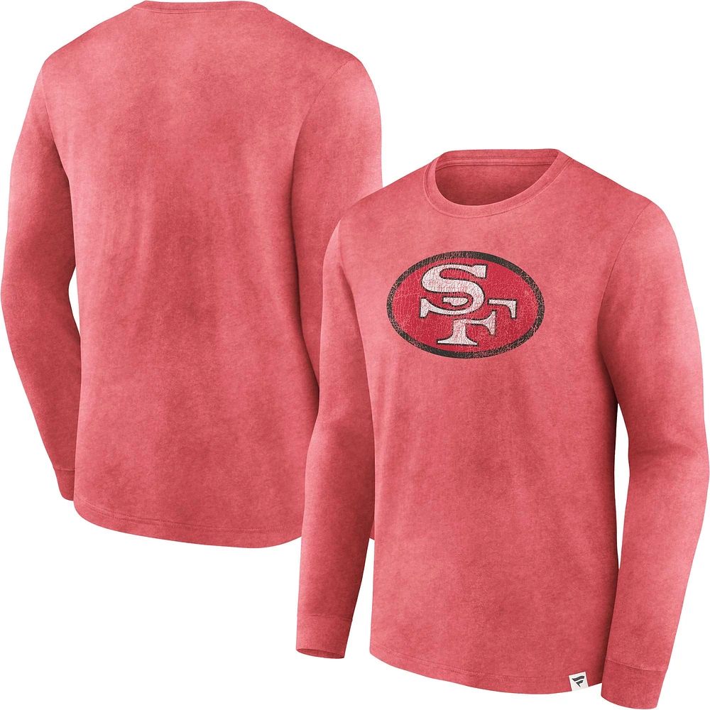 T-shirt à manches longues délavé Fanatics Scarlet San Francisco 49ers pour hommes