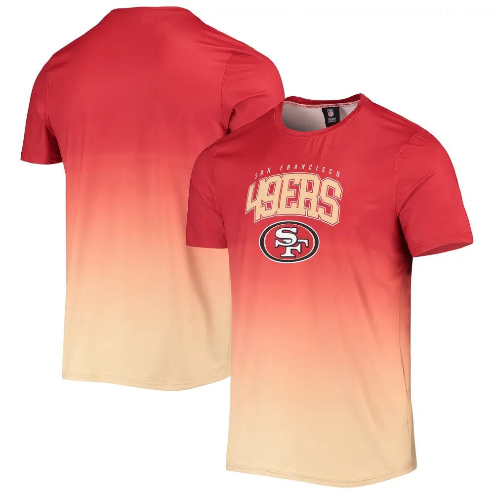 Lids San Francisco 49ers FOCO Gradient Rash Guard Swim Shirt - Scarlet/Gold