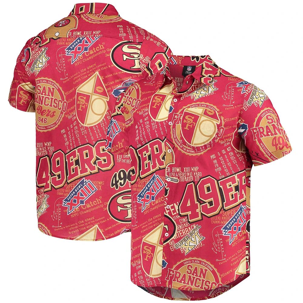 Lids San Francisco 49ers FOCO Thematic Button-Up Shirt - Scarlet