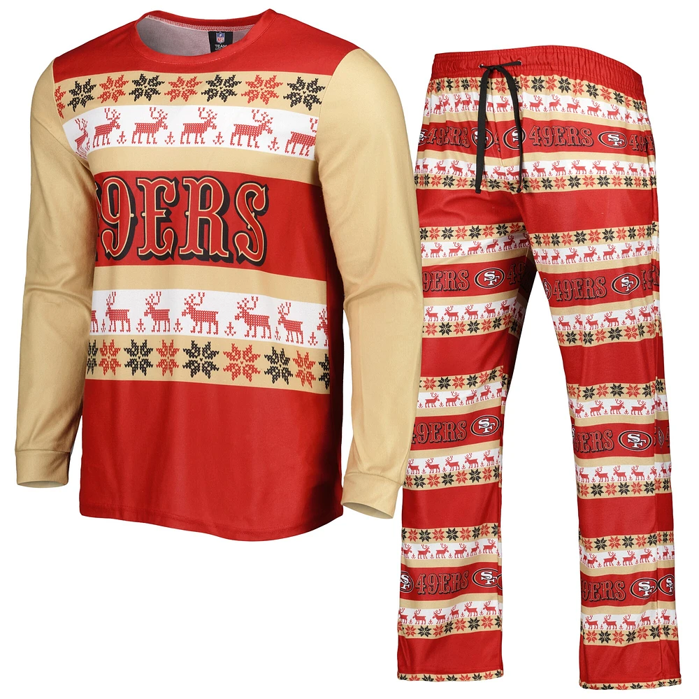 FOCO Scarlet San Francisco 49ers Wordmark Ugly Ensemble de pyjama pour homme