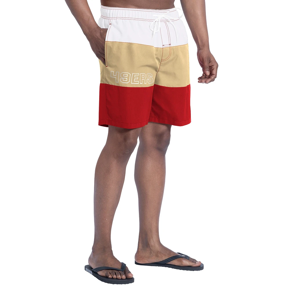 Short de bain G-III Sports by Carl Banks pour homme, couleur écarlate/doré, motif Sunrise Volley des 49ers San Francisco