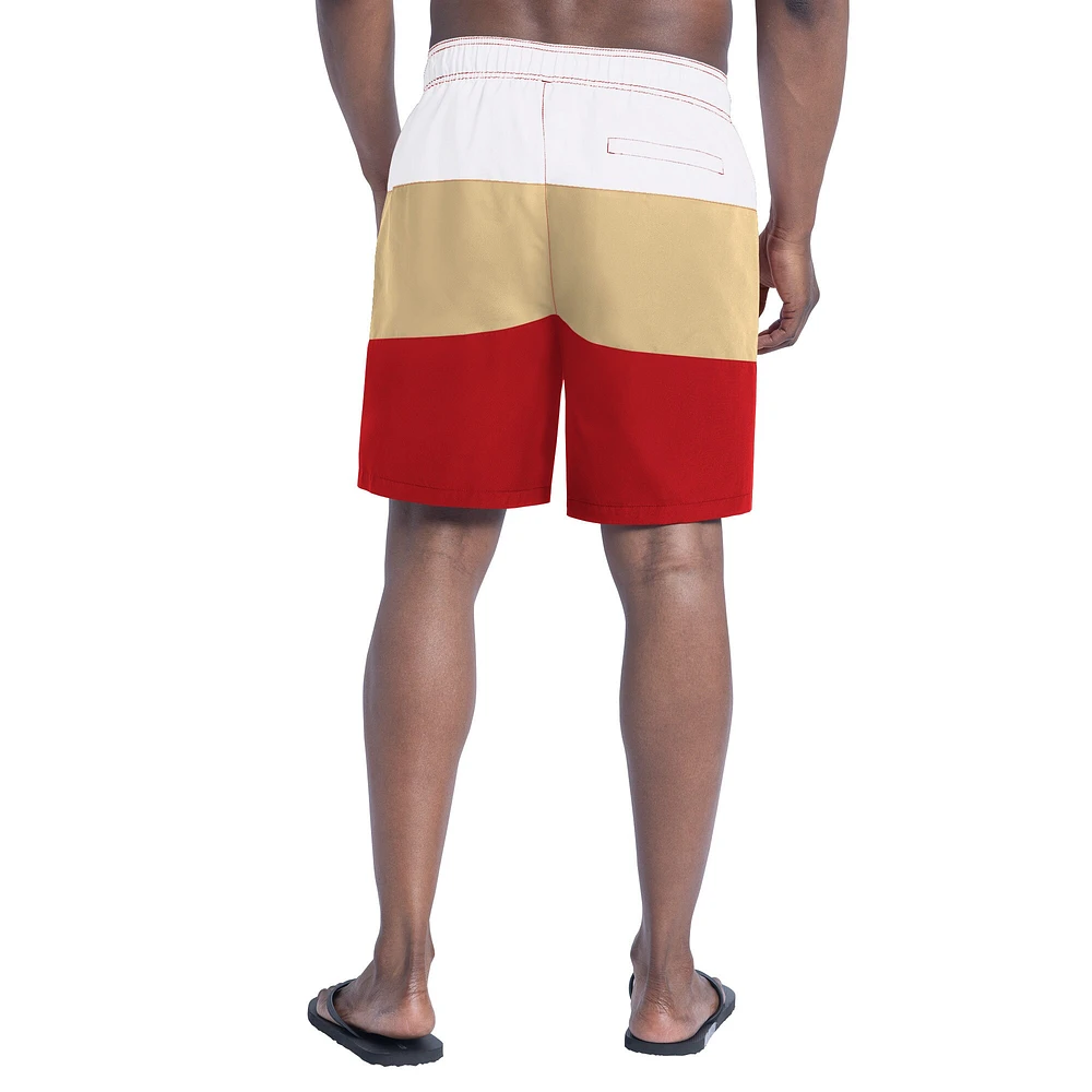 Short de bain G-III Sports by Carl Banks pour homme, couleur écarlate/doré, motif Sunrise Volley des 49ers San Francisco