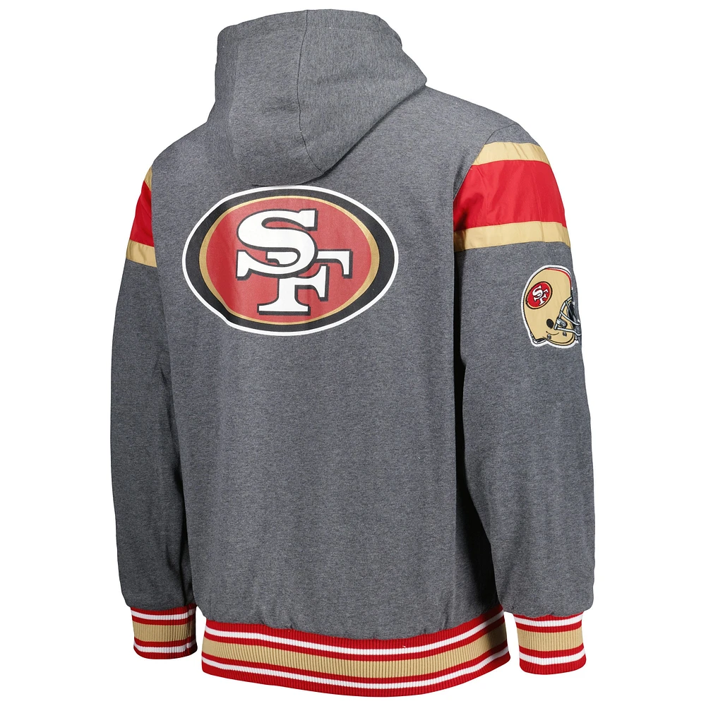 Men's G-III Sports by Carl Banks Scarlet/Gray San Francisco 49ers Extreme Full Back Reversible Hoodie Full-Zip Jacket