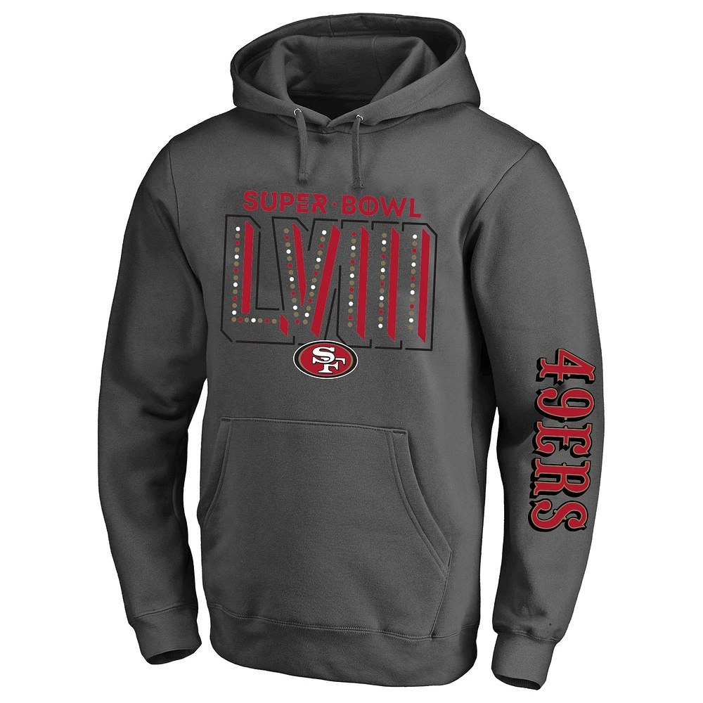 Sweat à capuche Heather Charcoal San Francisco 49ers Super Bowl LVIII pour homme de grande taille