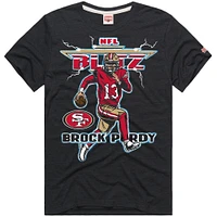 T-shirt à trois mélanges Hommage pour hommes Brock Purdy Heathered Black San Francisco 49ers NFL Blitz Player