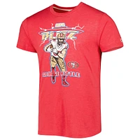 Men's Homage George Kittle Heathered Scarlet San Francisco 49ers NFL Blitz Player Tri-Blend T-Shirt