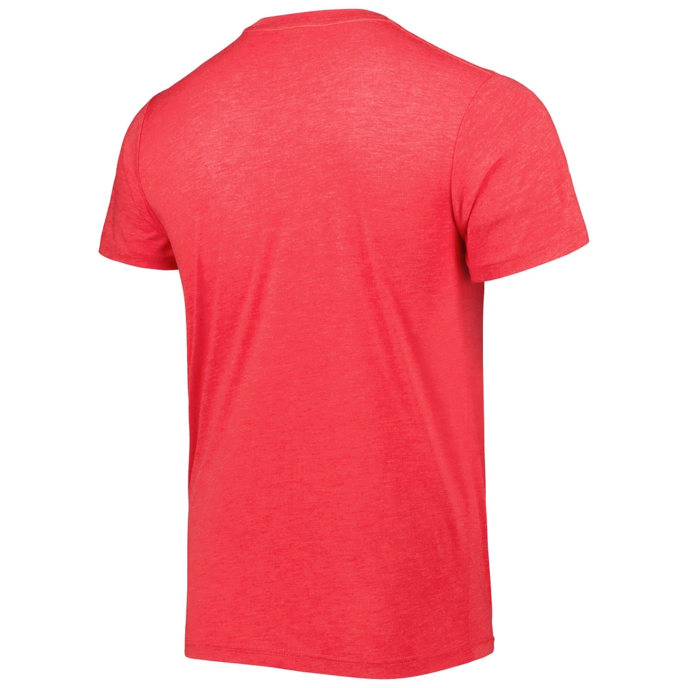Men's Homage George Kittle Heathered Scarlet San Francisco 49ers NFL Blitz Player Tri-Blend T-Shirt
