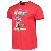 Men's Homage Jerry Rice Heathered Scarlet San Francisco 49ers NFL Blitz Retired Player Tri-Blend T-Shirt