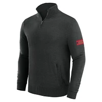 Pull zippé à quart de zip San Francisco 49ers noir J. Palmer pour homme