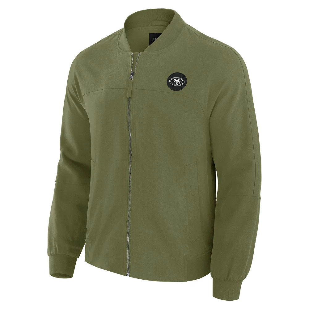 Men's J. Palmer Olive San Francisco 49ers Lightweight Cover-4 Tri-Blend Full-Zip Jacket