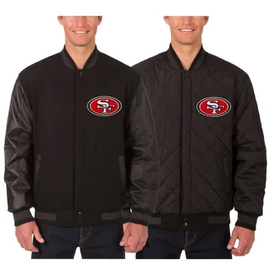 Men's Antigua Black San Francisco 49ers Metallic Logo Links Full-Zip Golf  Vest