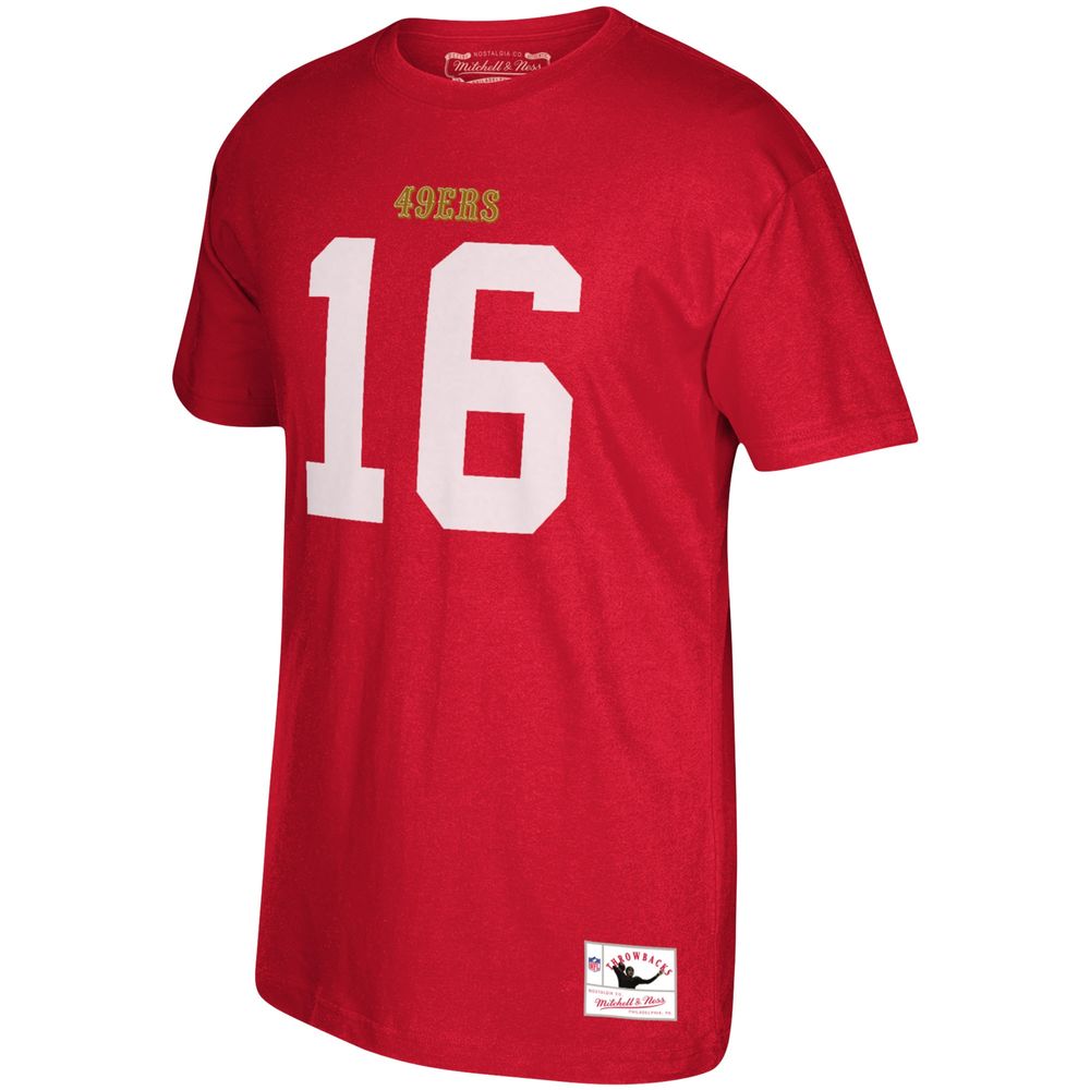 Men's Joe Montana Mitchell & Ness Scarlet San Francisco 49ers Retired Player Name Number T-Shirt