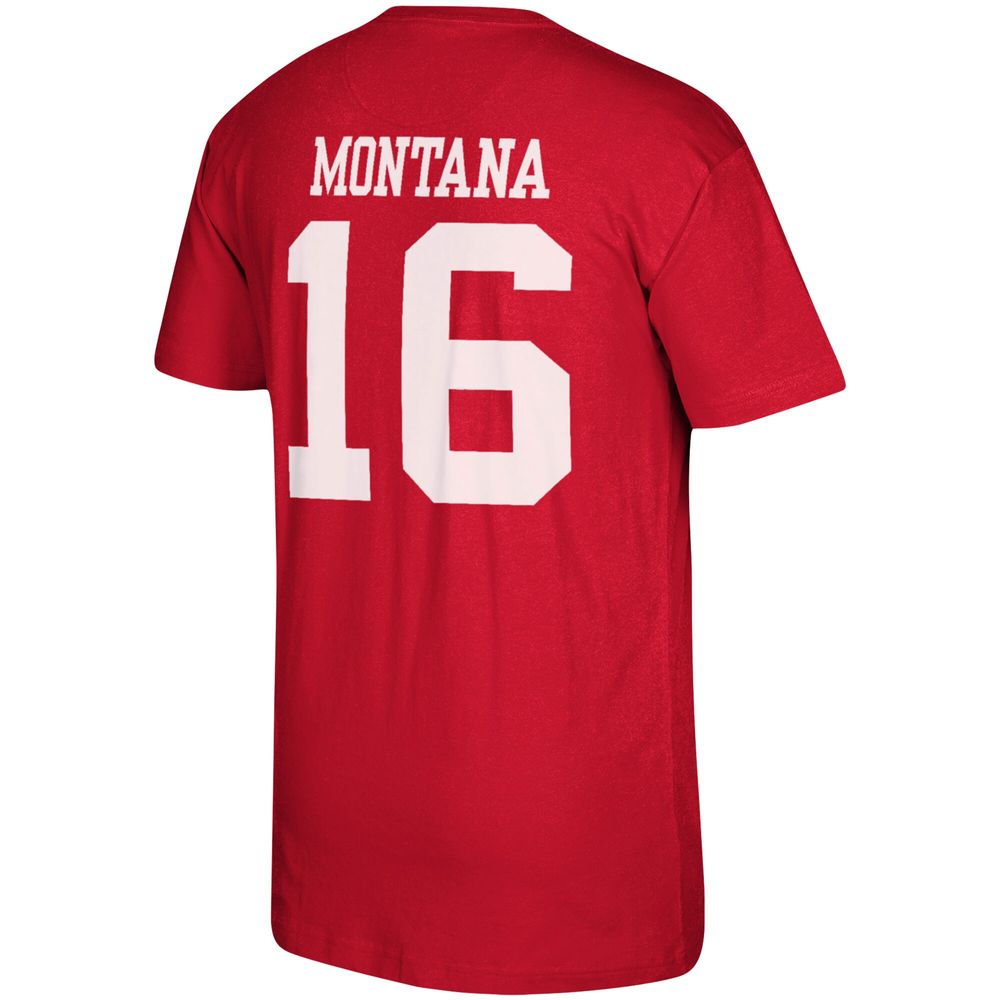 Men's Joe Montana Mitchell & Ness Scarlet San Francisco 49ers Retired Player Name Number T-Shirt