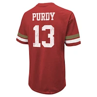 T-shirt surdimensionné avec nom et numéro pour hommes Majestic Threads Brock Purdy Scarlet San Francisco 49ers