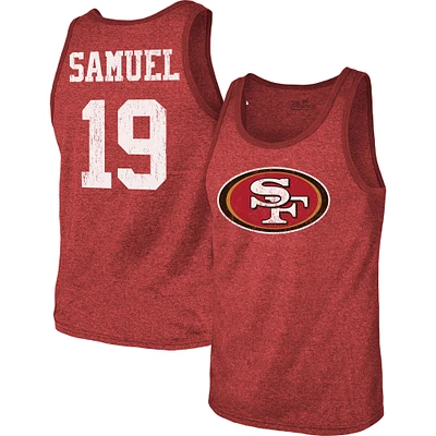 Men's Majestic Threads Deebo Samuel Scarlet San Francisco 49ers Name & Number Tri-Blend Tank Top