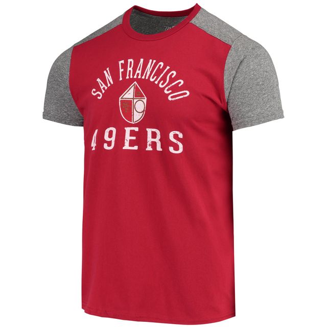 T-shirt Majestic Threads pour hommes, écarlate/gris chiné, San Francisco 49ers Gridiron Classics Field Goal Slub