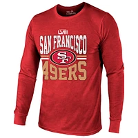 Men's Majestic Threads Scarlet San Francisco 49ers Super Bowl LVIII Tri-Blend Long Sleeve T-Shirt