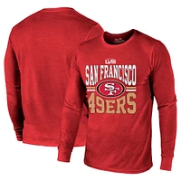 Men's Majestic Threads Scarlet San Francisco 49ers Super Bowl LVIII Tri-Blend Long Sleeve T-Shirt