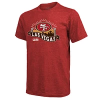 T-shirt à trois mélanges Majestic Threads Scarlet San Francisco 49ers Super Bowl LVIII pour hommes