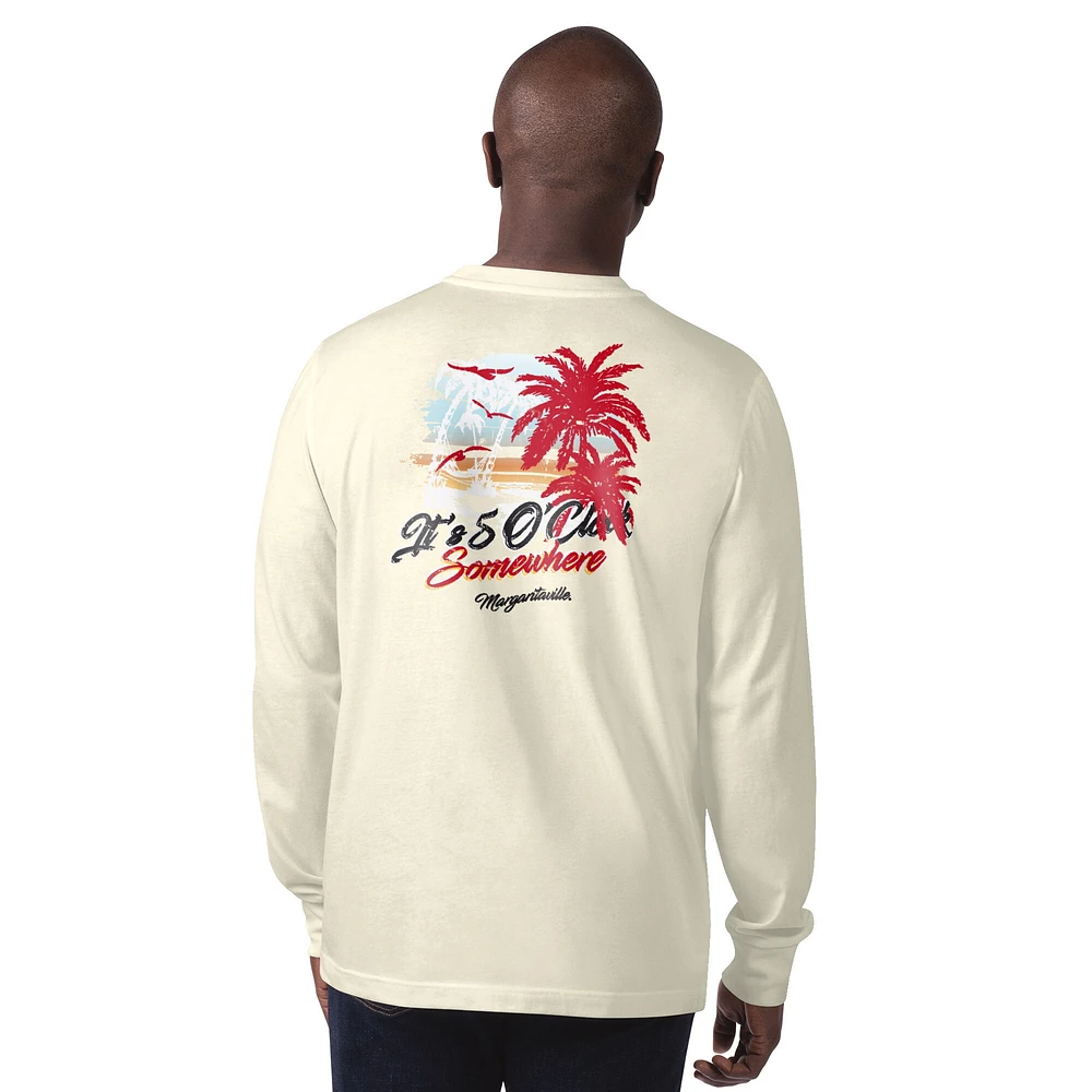T-shirt à manches longues pour homme Margaritaville Cream San Francisco 49ers It's Five O'Clock Somewhere