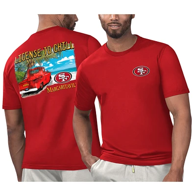 Men's Margaritaville Scarlet San Francisco 49ers Licensed to Chill T-Shirt