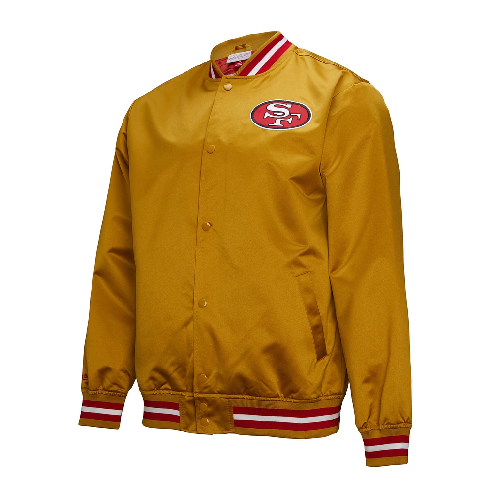Men's Mitchell & Ness Gold San Francisco 49ers Double Down Satin Full-Snap Jacket