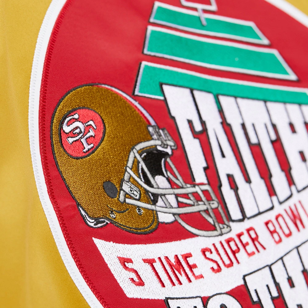 Men's Mitchell & Ness Gold San Francisco 49ers Double Down Satin Full-Snap Jacket