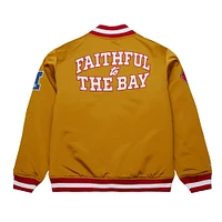 Veste en satin épais entièrement zippée Mitchell & Ness Gold San Francisco 49ers pour homme