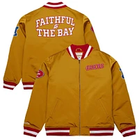 Veste en satin épais entièrement zippée Mitchell & Ness Gold San Francisco 49ers pour homme