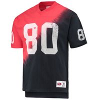 Men's Mitchell & Ness Jerry Rice Black/Red San Francisco 49ers Retired Player Name Number Diagonal Tie-Dye V-Neck T-Shirt