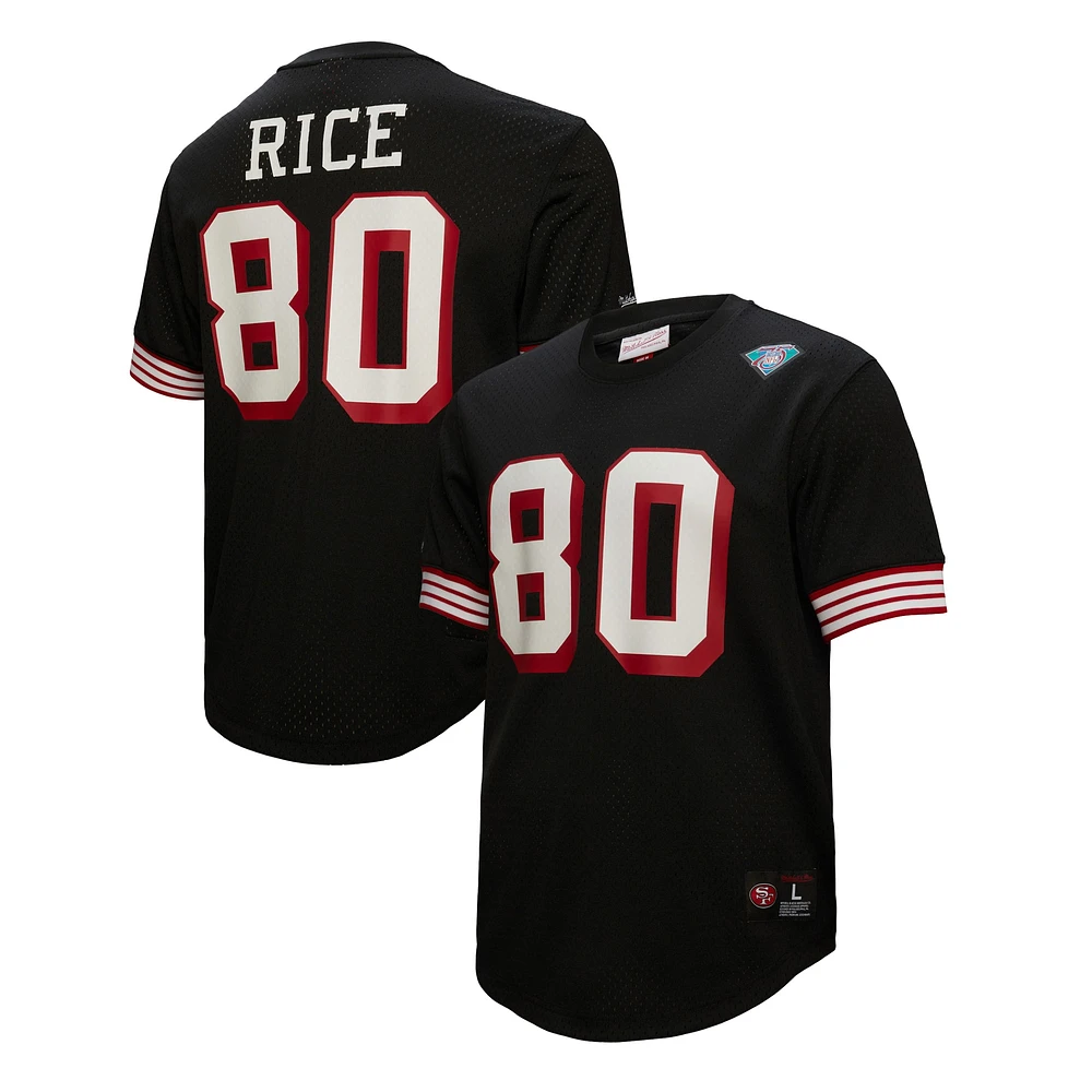 Haut en maille noir pour homme avec nom et numéro de joueur retraité des 49ers San Francisco, Jerry Rice Mitchell & Ness