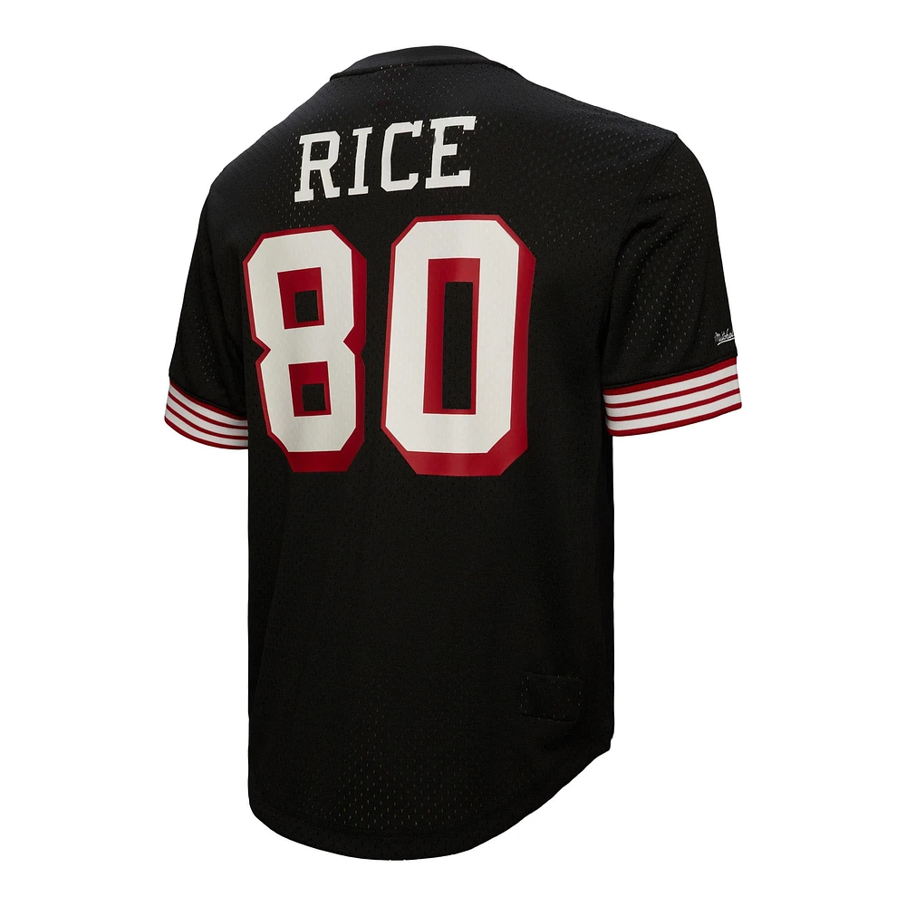 Haut en maille noir pour homme avec nom et numéro de joueur retraité des 49ers San Francisco, Jerry Rice Mitchell & Ness