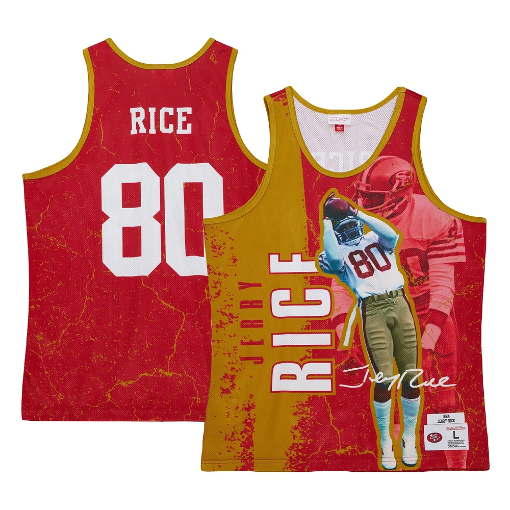 Débardeur Mitchell & Ness Jerry Rice Scarlet San Francisco 49ers 1994 Player Burst pour hommes