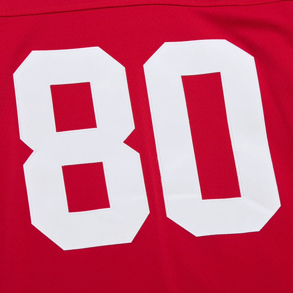 Sweat à capuche pour homme Mitchell & Ness Jerry Rice Scarlet San Francisco 49ers Player Name Number Legacy Jersey